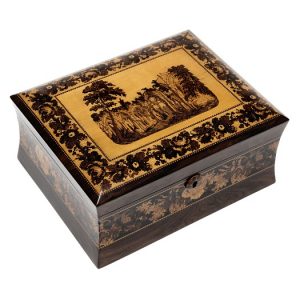 Tunbridgeware Needlework Box Netley Abbey Ruin