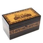 Tunbridge Ware Twin Compartment Tea Caddy with Eridge Castle