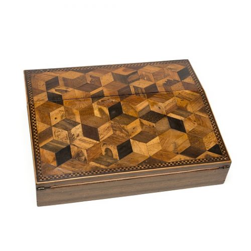 Tunbridge Ware Writing Slope with Perspective Cubes