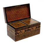 Tunbridge Ware Tea Caddy. Eridge Castle, Birds Eye Maple. C