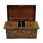 Tunbridge Ware Tea Caddy. Eridge Castle, Birds Eye Maple. D